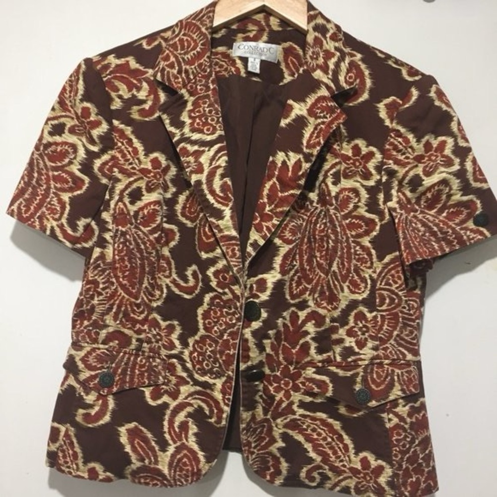 VINTAGE CONRAD C MULTICOLOR PRINTED BLAZER SIZE 8